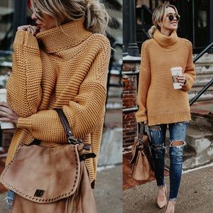 Cable Knit Cowl Neck Sweater